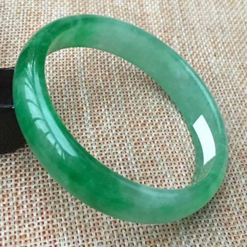 

New 57-58mm Natural Lavender Green Jadeite jade Bangle Bracelet Handmade, Black
