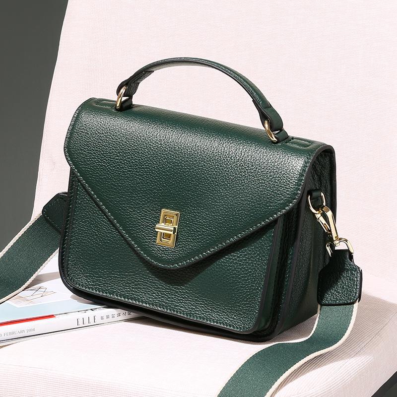 

First Layer Cowhide Handbags 2021 New Trendy Fashion Wild Ins Messenger Bag Net Red Shoulder Bag Leather Handbag, Beige