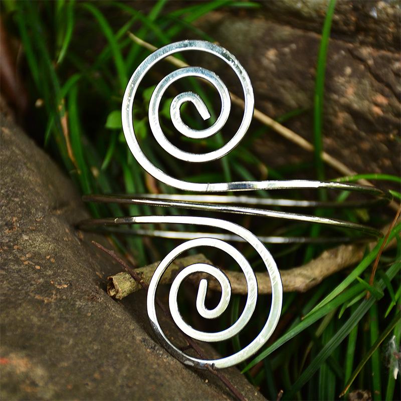 

Sale 1PC Simple Punk Golden/Silvery Women Swirl Upper Arm Rings Armlet Alloy Multilayer Musical Note Jewelry Gift