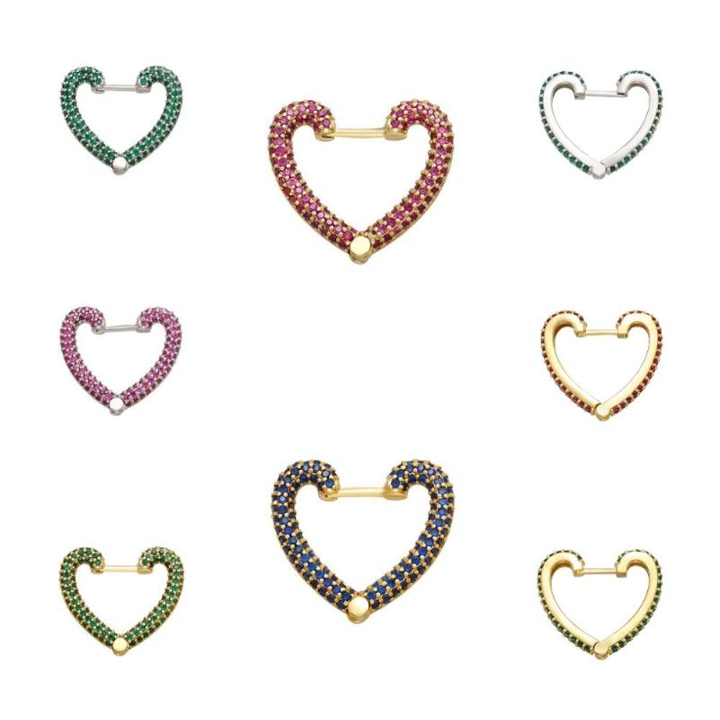 

HECHENG 1pc love heart earring wholesale Multicolor Small Hoop Earrings CZ For Women Jewelry VE164