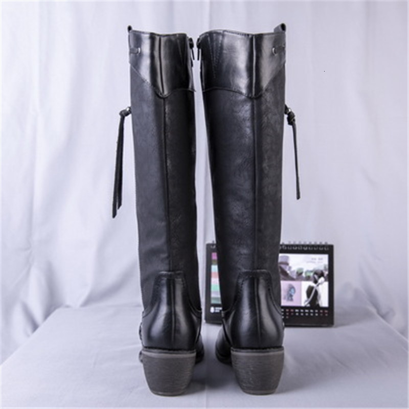 

2021 New Classic Back Leather Women Long Knee Round Toe Ladies Spring High Heels Sexy Knight Boots 7IYA, Black