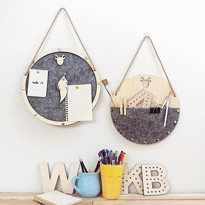 

Wall Hanging Storage Bag Nordic Style Wood Felt Wall Decorative Storage Box Unique Cute Decoration Sundries Organizer