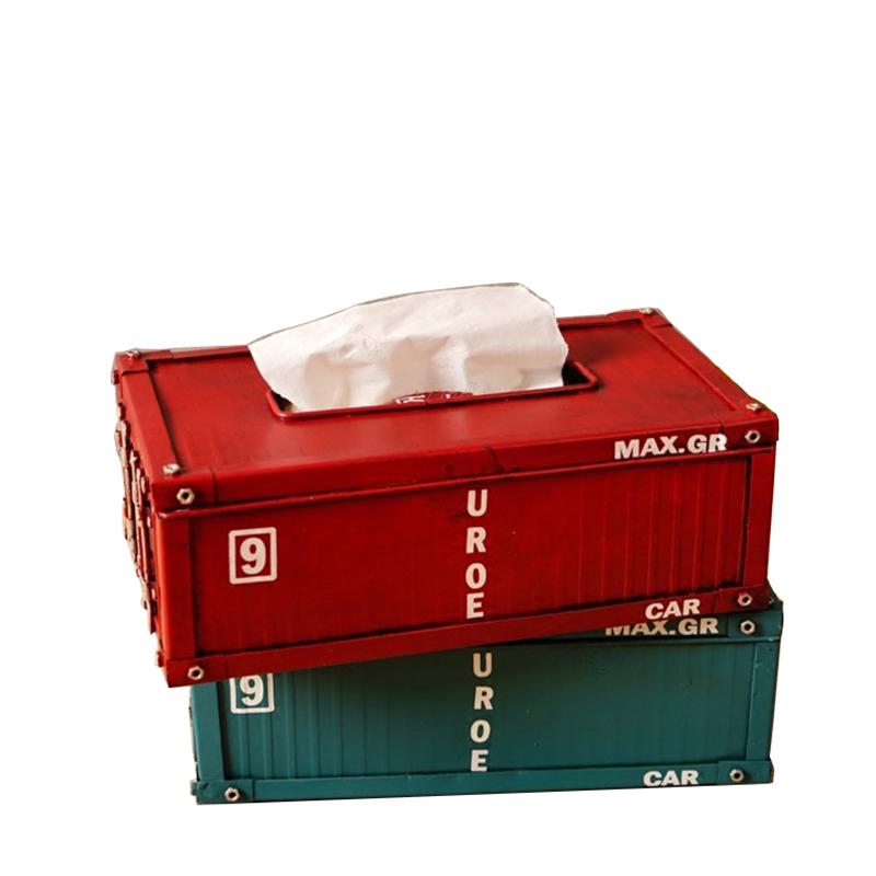 

Creative industrial style container iron tissue box Retro living room dining room decoration idea tissue boxs