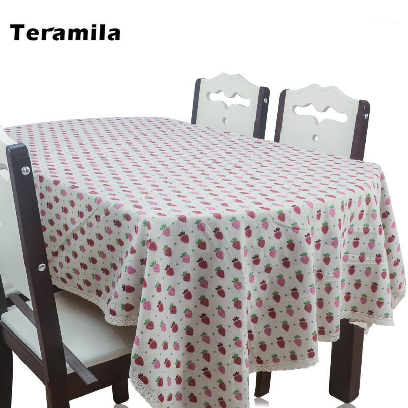 

Teramila Table Cloth Strawberry Peach Design Tablecloth With Lace Thick Table Cover Rectangular Square For Home Party Kitchen1, 01b0302