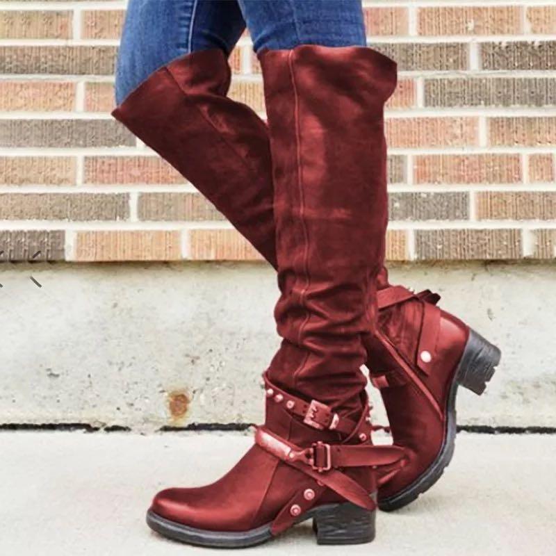 

2020 Women Western Boots Winter Pointed Toe Long Tube Knight Boot Female Knee-High High Heel Shoes, Black