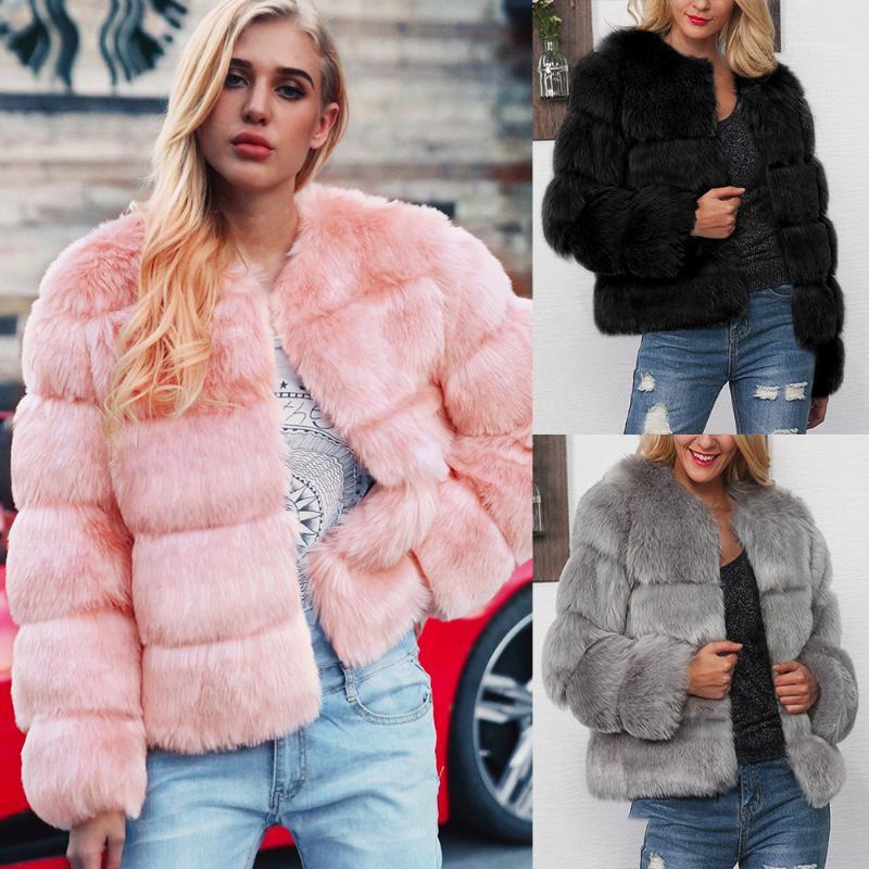 

Women's Fur & Faux Womens Ladies Warm Coat Jacket Solid Winter Gradient Parka Outerwear Gilet Coat1, Black