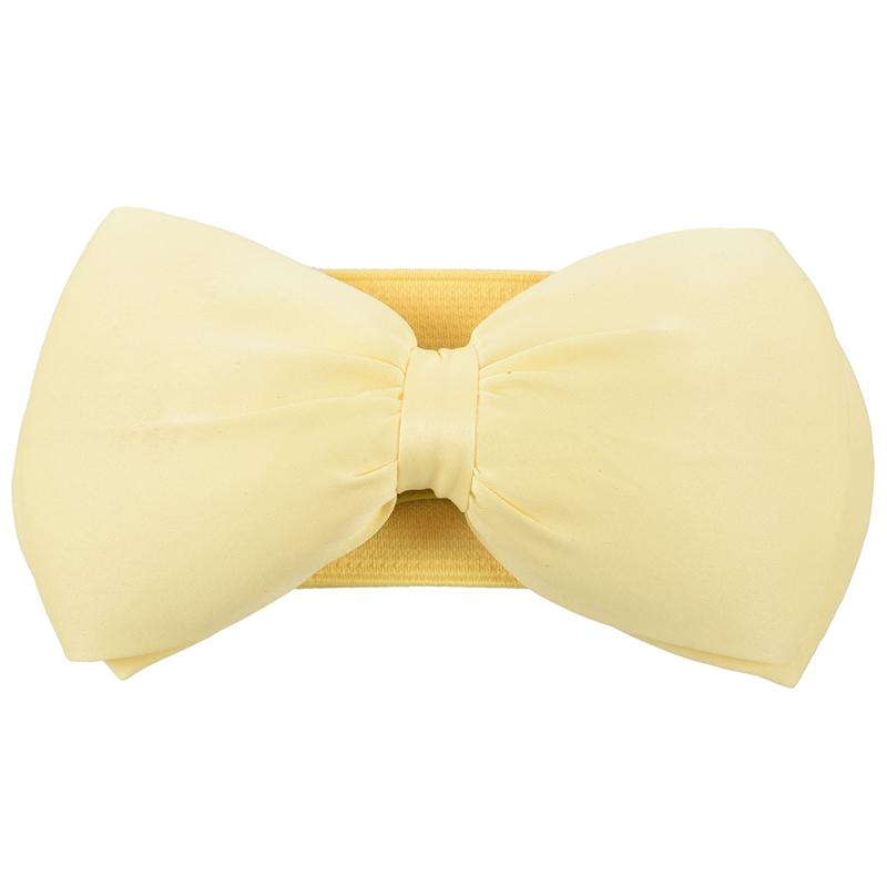 

Fashion Women Bowknot Elastic Wide Stretch Buckle Waistband Waist Belt Yellow