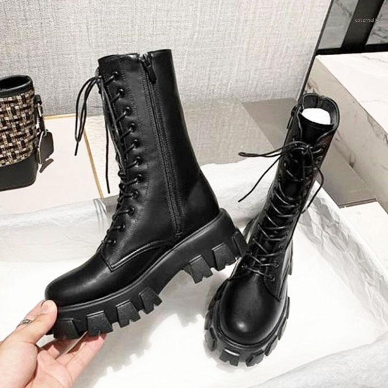 

2020 Summer New Knight Boots Net Retro College British Style Thick Bottom Thick Heel Motorcycle Boots Fashion1, White
