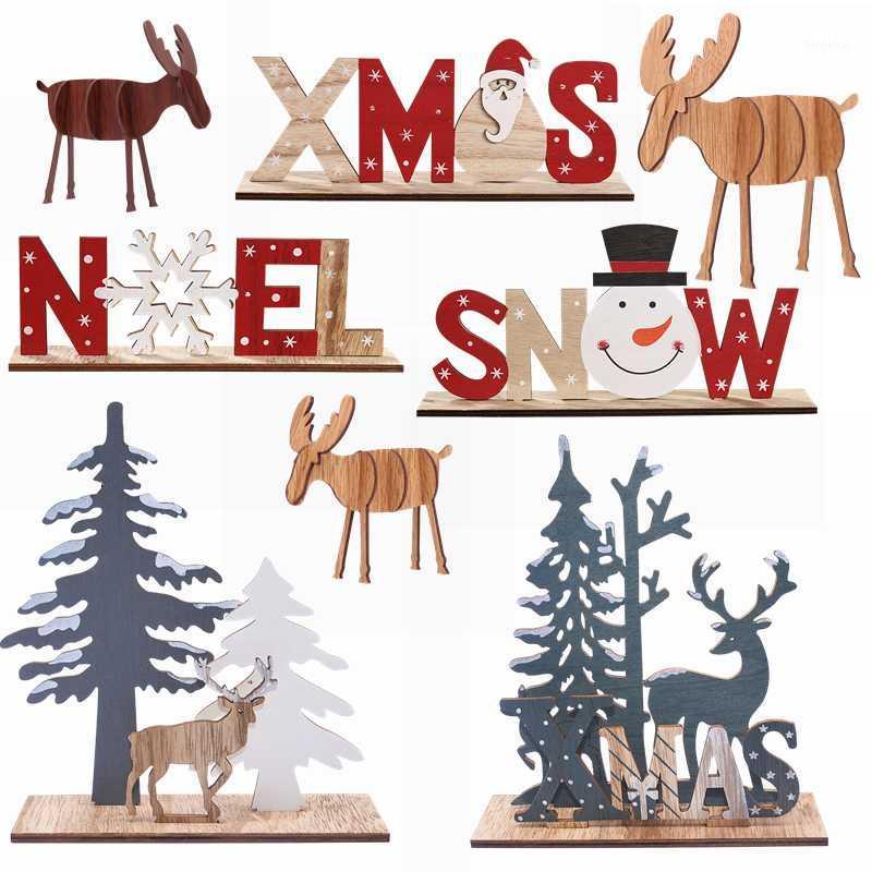 

Christmas Wooden Decoration Reindeer Xmas Tree Shape Splice Ornament for Christmas Home Decor New Year Kids Favors Gift Supplies1