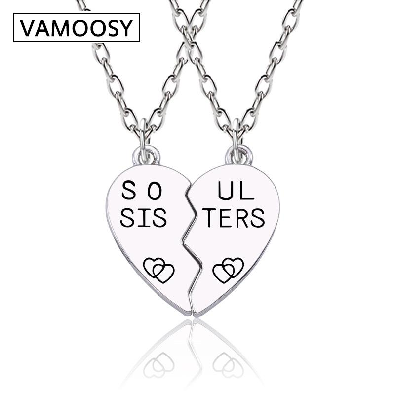 

2PCS/lot Friendship necklace for women Pendant 2020 Fashion students necklace Cute Heart Necklaces Pendants Christmas present