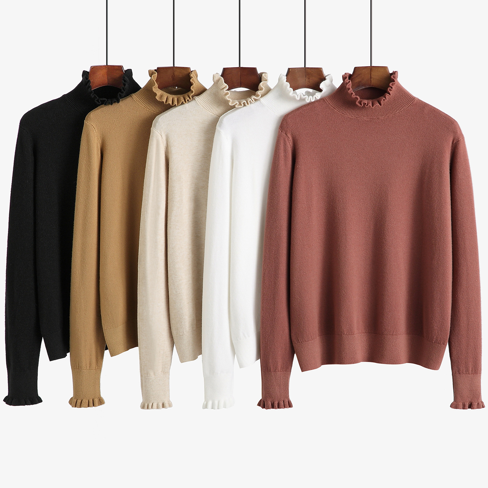 

2021 New Winter Thick Sweater Warm Women Turtleneck Sweaters Long Sleeve Chic Soft Jumper Top Knitted Pullover Jersey Mujer Fkm8, White