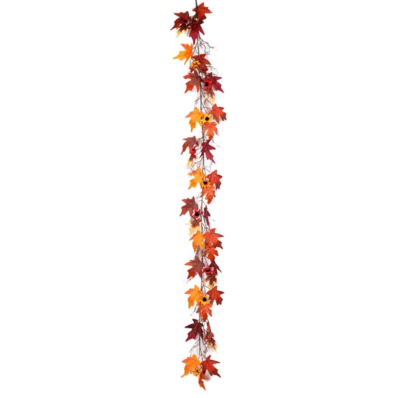 

Artificial Garland Vine Fall Leave Autumn Hanging Vine Plants for Wedding Table Thanksgiving, Golden yellow