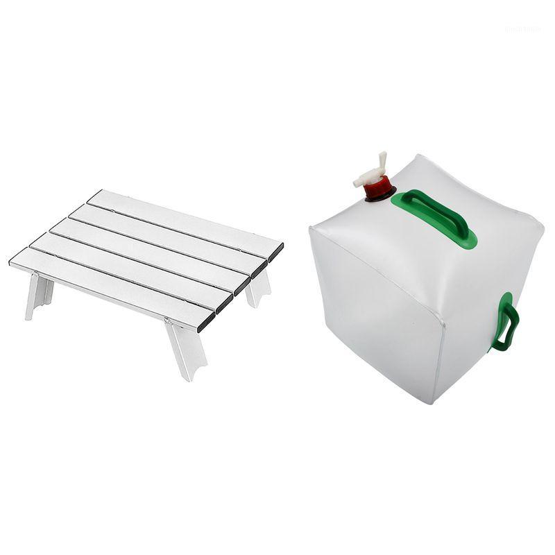 

20L 5.3 Gallon Water Carrier Collapsible Water Storage Container & Folding Table Picnic Table Light Aluminum Alloy1, As pic