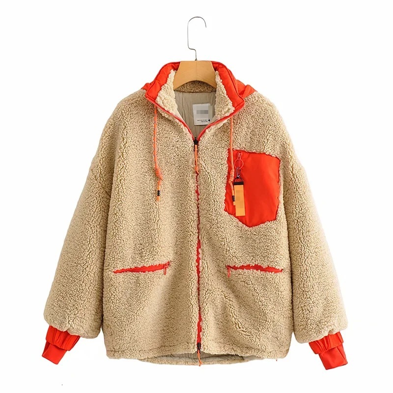 

2021 New the Simple Leisure Show Thin Cotton-padded Jacket Winter Loose Fashion Color Matching Design Fleece Jackets Sz3b, Black