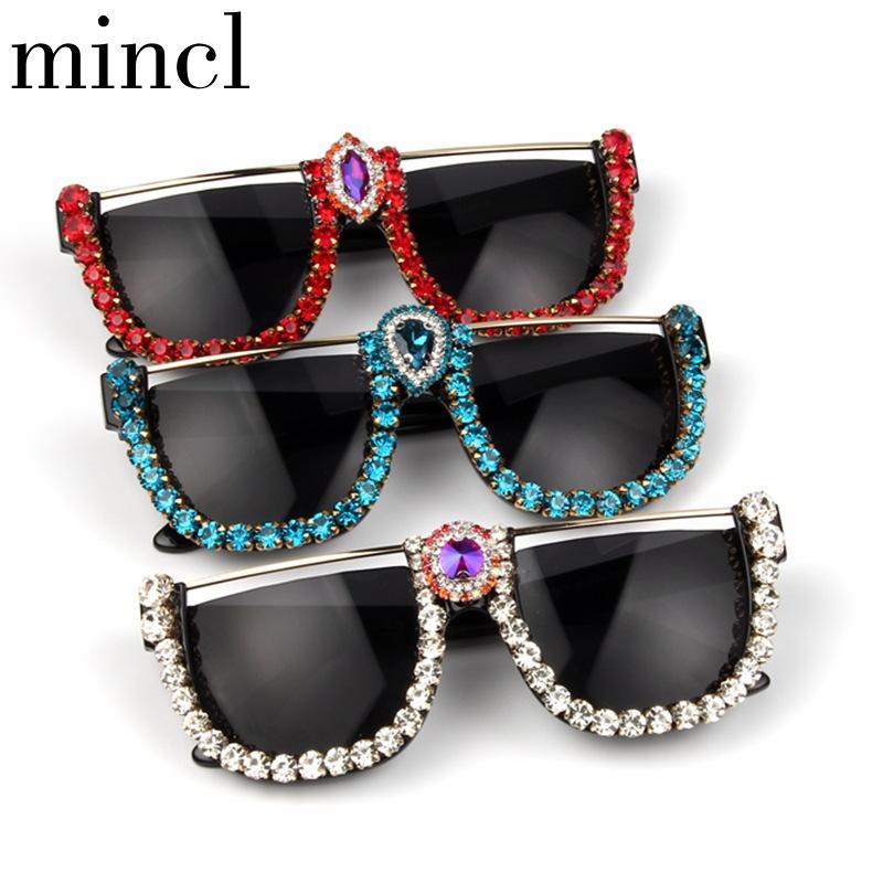 

Half Frame Sunglasses Women Vintage Rhinestone Sun Glasses Black Shades Bling Square Sunglasses Ladies UV400 NX