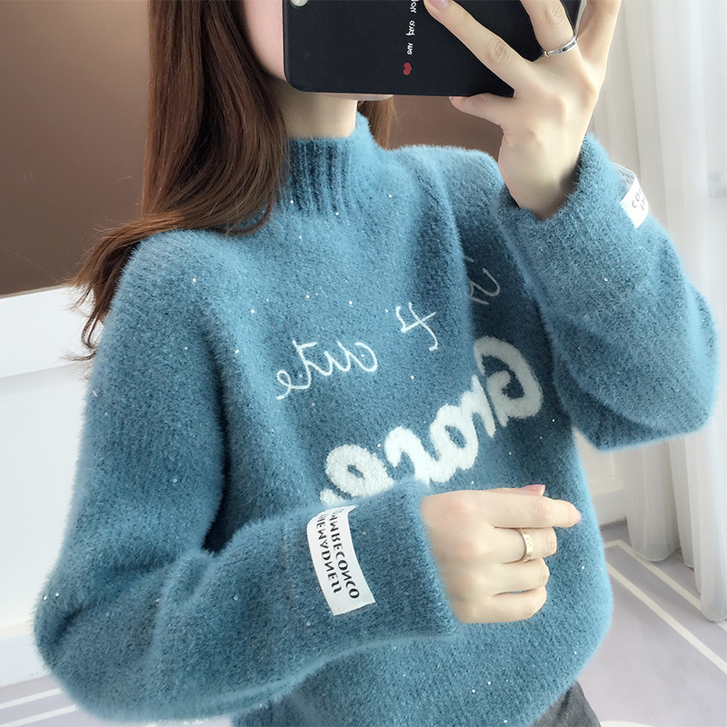 

2021 Women's Blouse Explosive New High Collar Loose Use Lazy Wind Autumn and Thick Winter Velvet Bottom Shirt CVVJ, White