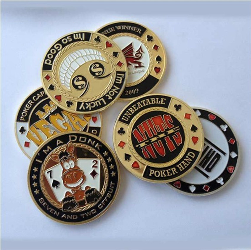 

Metal Banker Press Card Poker Chips Texas Hold'em Accessories Souvenir Commemorative Coins Porker Star Protector