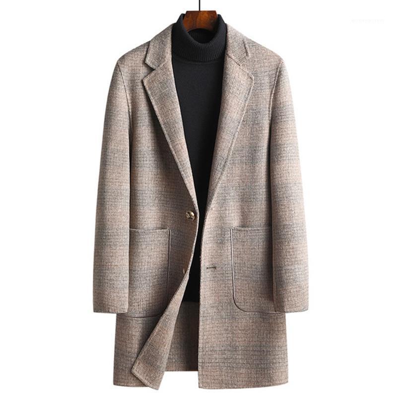 

New Brand Autumn Winter Double Side Woolen Men 60% Wool Blends Coats Solid Color High Quality Men's Wool Jacket1, Gray