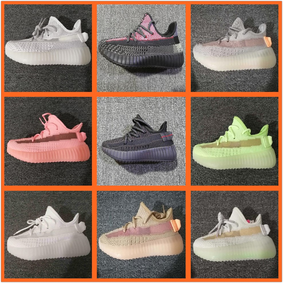 

Kanye West 3M Reflective Infant Yecheil Kids Running Shoes Static Glow Green Clay Trainers Big Small Boy Girl Children Toddler Sneaker Black, Colour 3