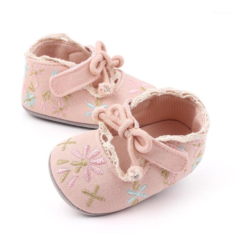 

Embroidery Flowers Baby Shoes Cotton Bowknot Newborn Baby Girl Shoes Summer Autumn Princess Toddler Infant First Walkers1, Pink