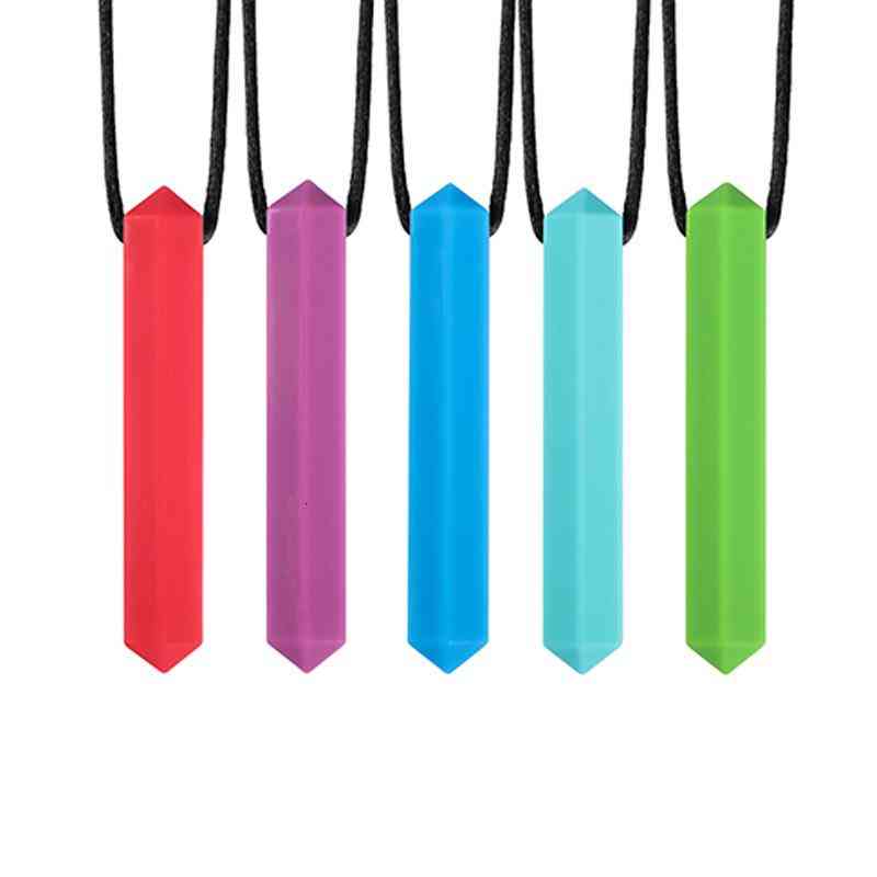 

Sensory Crayon Teether Necklace Tools For Autism And Teething Kids Silicone Chewy Toys Chewing Pendant Boys Amp Girls