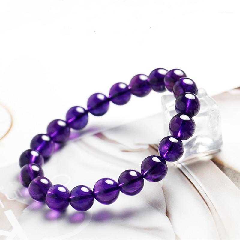 

Quality Nature Amethysts Crystal Women Bracelet 8 mm 10 mm 12mm Round Beads Bracelets Not Glass Not Dyed Color 18.5 cm1