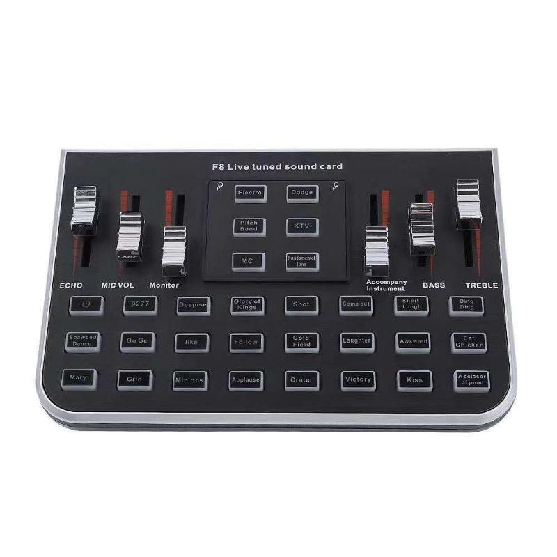 

F8 4 Modes Studio Audio Mixer Microphone Webcast Entertainment Streamer Live Sound Card for Phone Computer