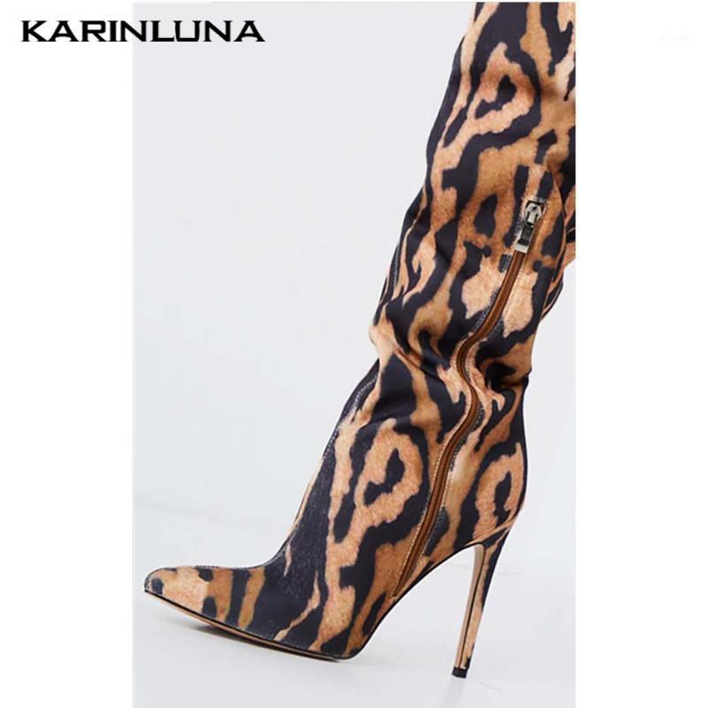 

Karin Drop shipping On Sale Female Shoes Leopard Pointed Toe Thigh High Boots Zip Up High Quality Women Shoes1