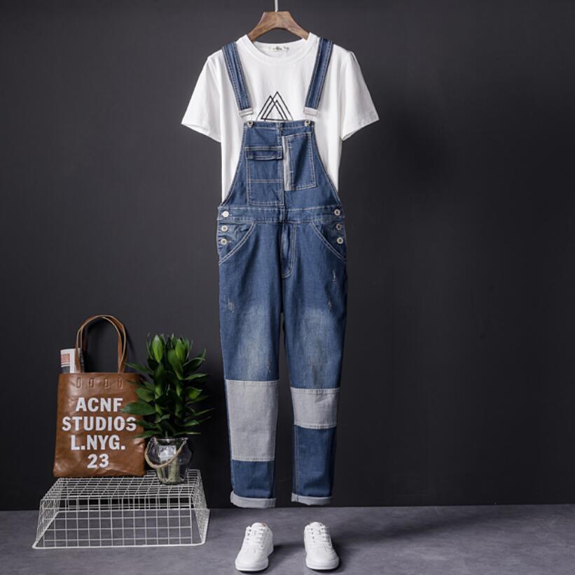 

2020 and -3xl Spring Autumn Denim Thin Male Overalls Youth Jean Feet Tool a Suspending Hairstylist Bib Pants Vz1s, Blue