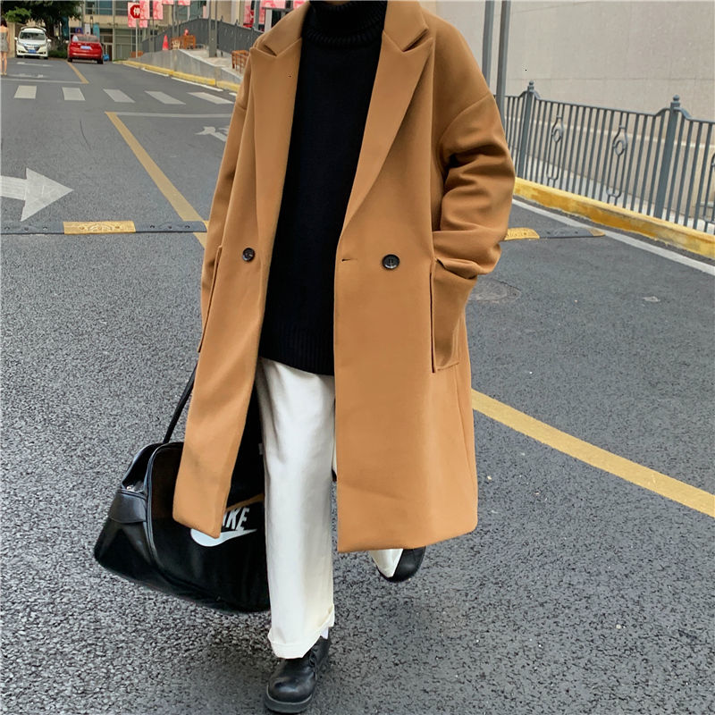 

Male Autumn 2021 Thin New Winter Medium Thick Coat Lapel Youth Wear A2Z0, Black