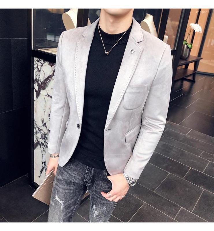 

Nouveau daim Blazer hommes de luxe simple boutonnage de bal Blazers hommes haute qualit Slim Fit dcontract partie mle 4xl1, Khaki