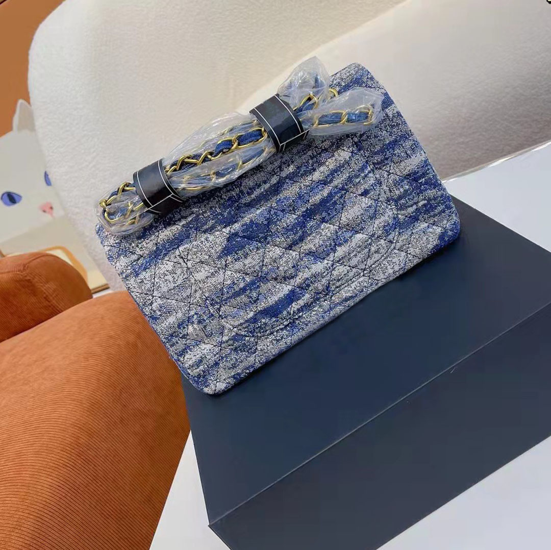 

2022 designer brand new fashion old denim ladies evening bag 25X6x15cm, Navy