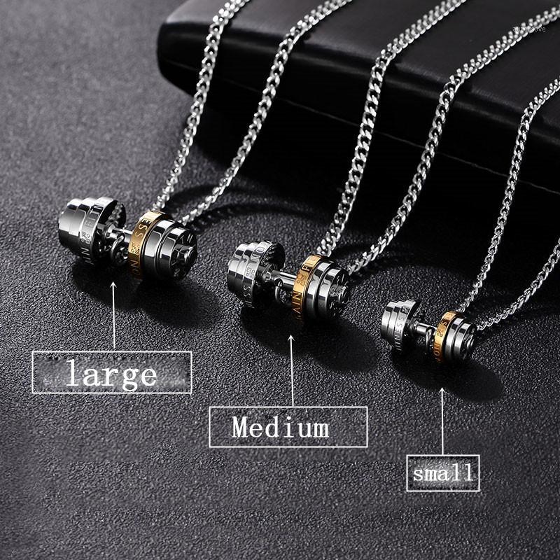 

barbell Steel color stainless steel necklace mens Couple pendants Fitness sport man Fitness accesories jewelry on the neck pride1