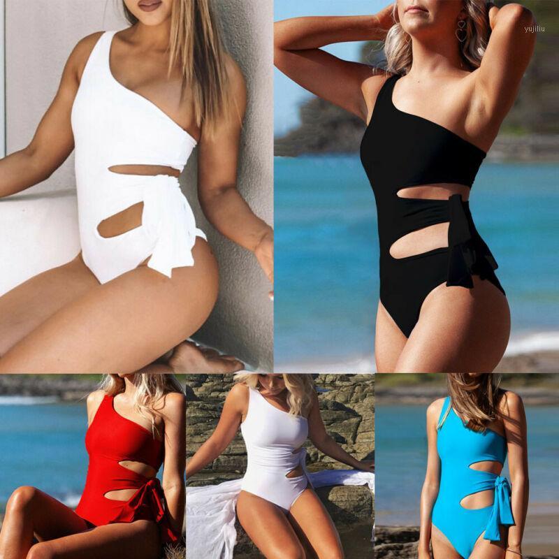 

Womens One Piece Monokini Solid Color Bandage Bikini Push Up Summer Ladies Swimsuit Bathing Suit Swimwear -XL1