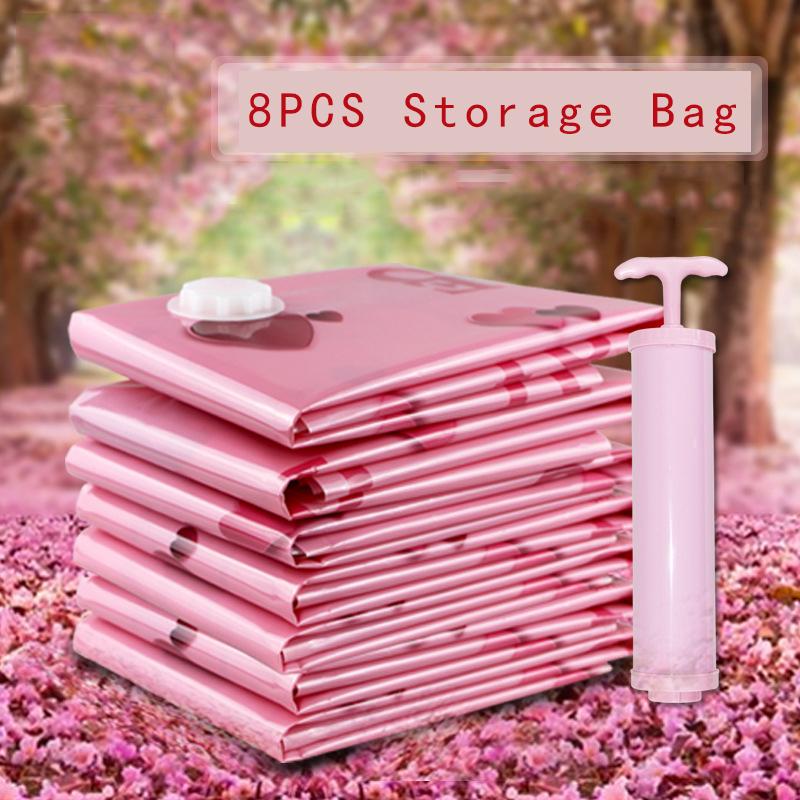 

8PCS Thickened Storage Bag With Hand Air Compressed Organizer Foldable Organizer Pump Closet Bag Wardrobe