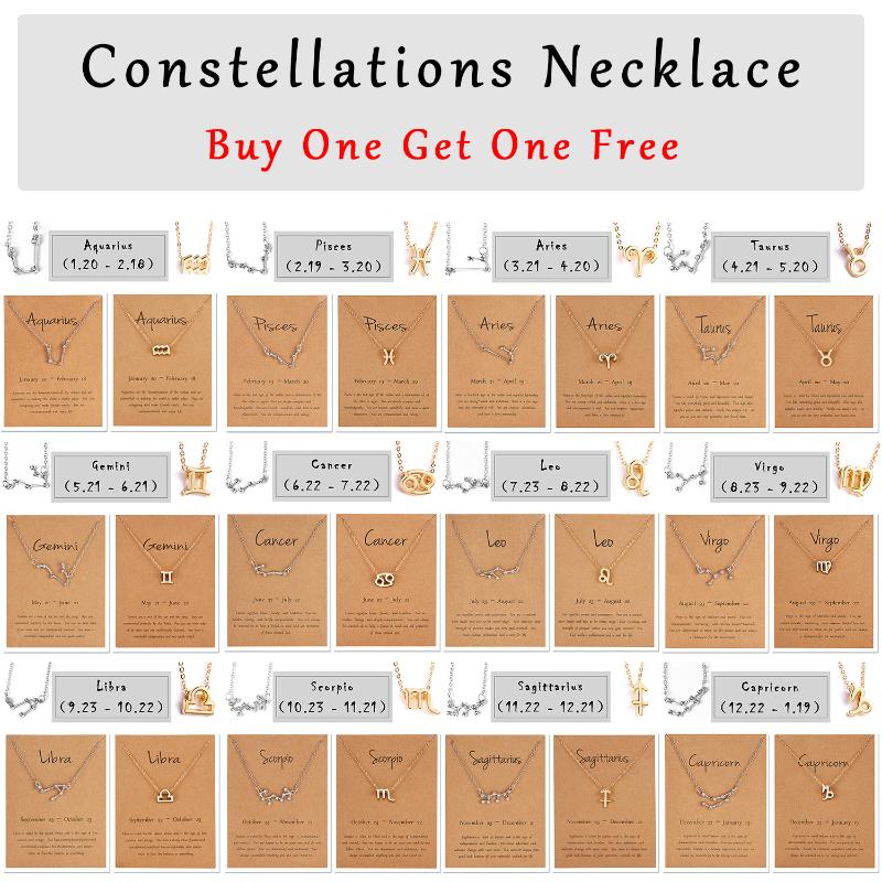 

12 Constellation Zodiac Sign Necklace For Women Gold Silver Color Jewelry Leo Libra Aries Pendant Horoscope Astrology Necklace