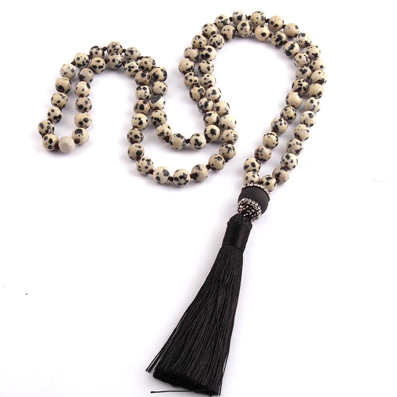 

Fashion Bohemian Tribal Jewelry Stones Beads Knotted Handmake Paved Druzy Tassel Necklace For Women Lariat Necklaces