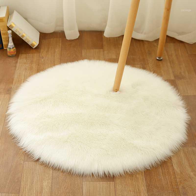 

Soft Fluffy Round Carpet for Living Room Faux Fur Round Rugs Kids Room Long Plush Rug Shaggy Carpet for Bedroom Mat Alfombra1, Style 11