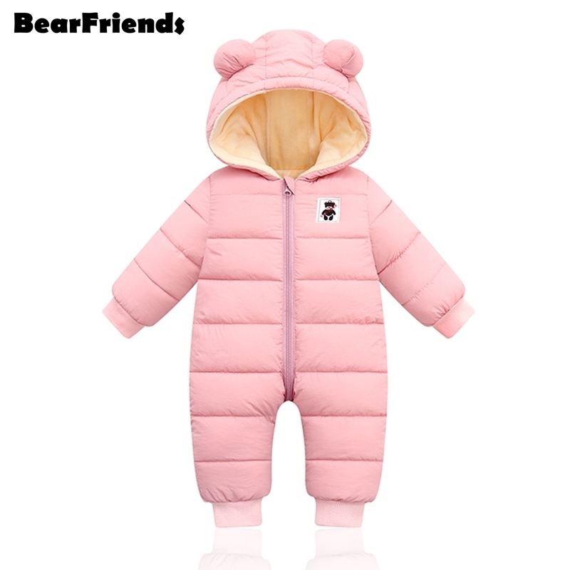 

Fashion Winter Baby Girl Clothes Hoodies Overalls Newborn Jumpsuit Baby Kids Snowsuit Snow Wear Boys Coats Children Clothing LJ201007, Black