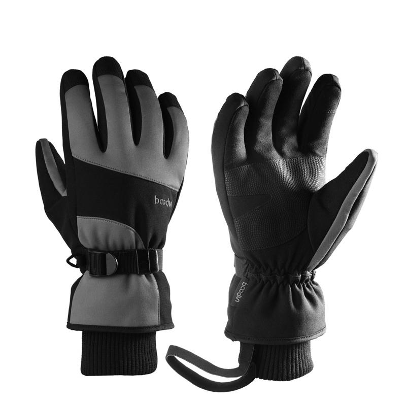 

New Ski Gloves Winter Ski Gloves -30°Cold Warm Waterproof Extended Windproof Sleeve Touch Screen, Black orange