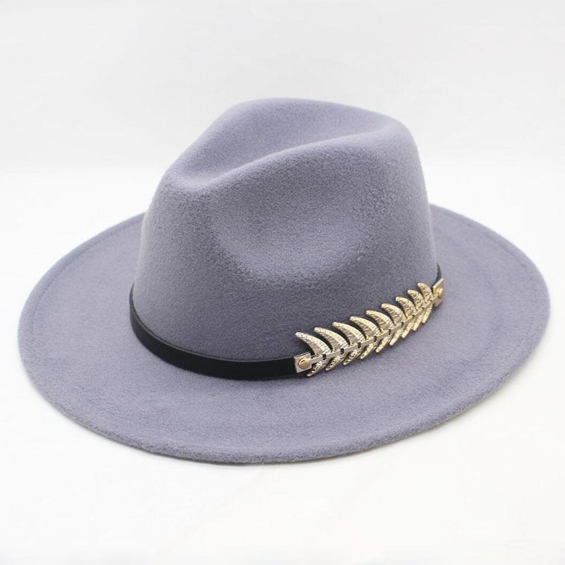 

Women's Hat Metal Leaves Panama Hat British Style Vintage Woolen Fedoras Simple Banquet Accessories headdress1, Black