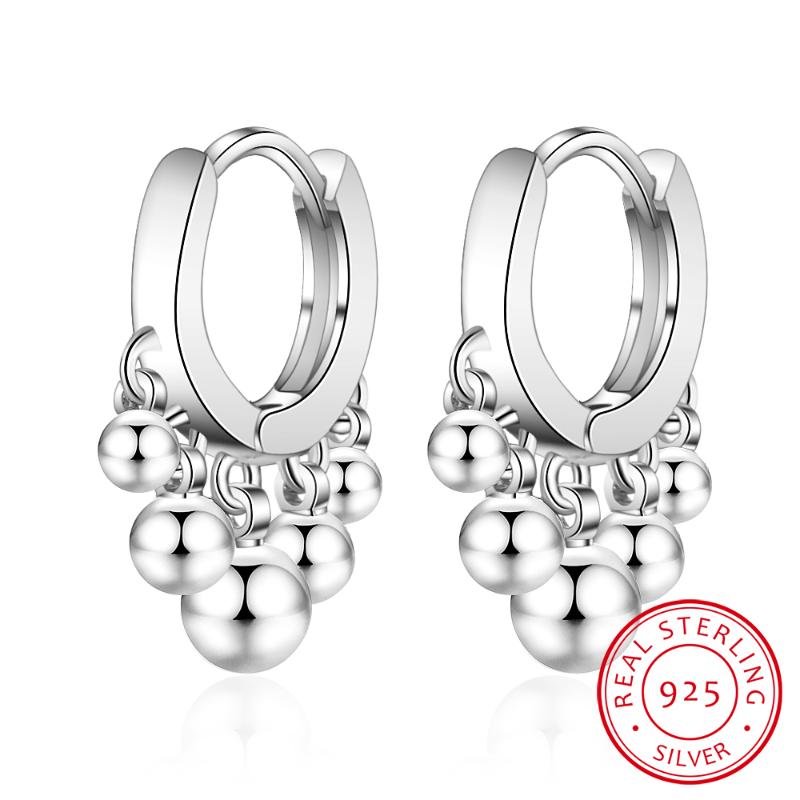 

Hoop & Huggie Ins Style Gold Silver Beads Tassel Earring Orecchini For Women 2021 Trend 100% 925 Sterling Lady Fine Jewelry