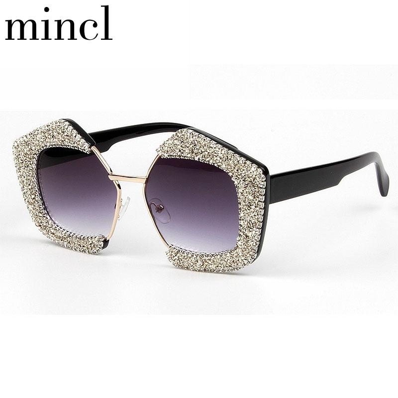 

Oversized Polygonal Diamond Frame Sunglasses Women Vintage Pink Black Bling bling Square Female Party Sun glasses UV400 NX