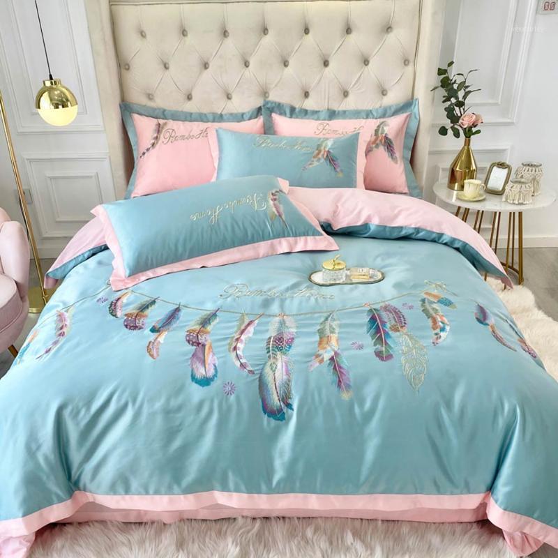 

Svetanya Green Feathers Dreamcatcher Embroidery Silk Cotton Bedlinens Print Bedding Set Sheet Pillowcase Duvet Cover1, 20206037