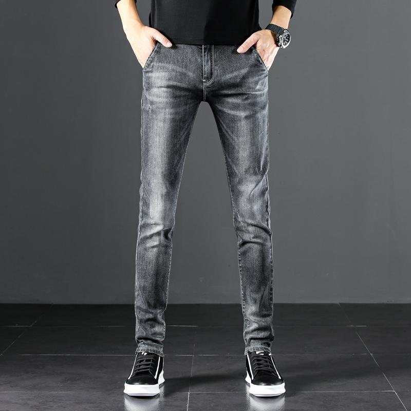 

Man All-match Stretch Slim Denim Pants Blue Black Grey Trousers Male Brand Men fashion Jeans Business Casual Pants Large size, Blackgrey