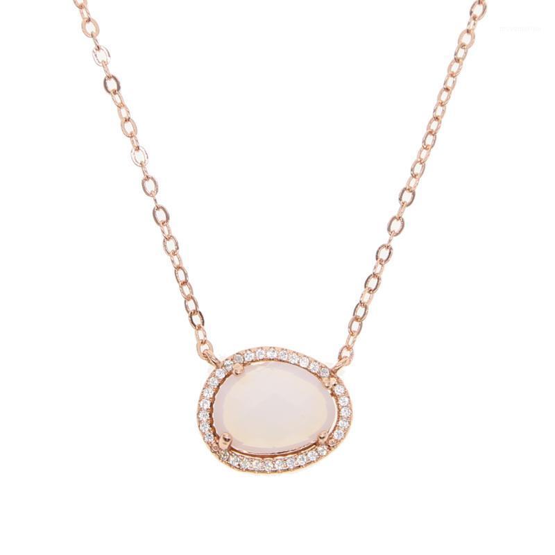 

41+5cm chain Opal Bead Moon stones Pendant Necklace Healing Crystal Natural Stone Sailor Moon Necklace for womens1