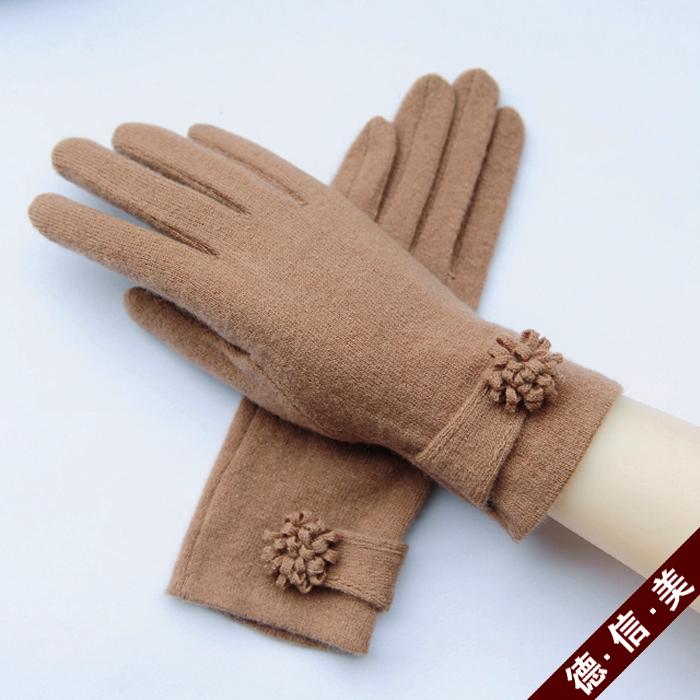 

Five Fingers Gloves Autumn/ Winter Wool Cashmere Wooden Keep Warm Knitting Thin Fashion Woman With Touch Screen