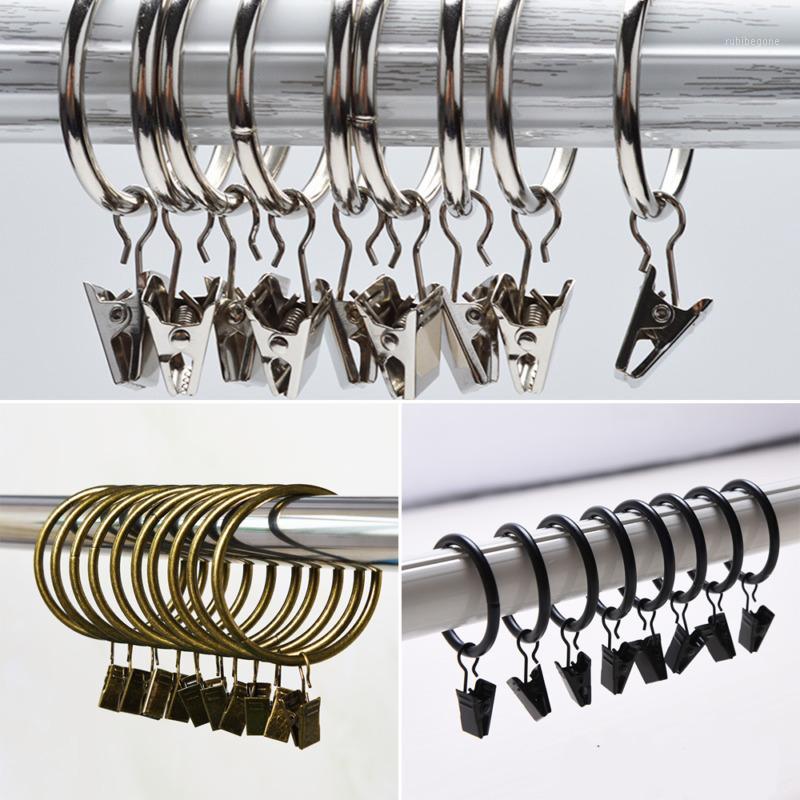 

10pcs Metal Curtain Rings With Clips Pole Rod Voile Net Ring Curtains Hanging Hooks1