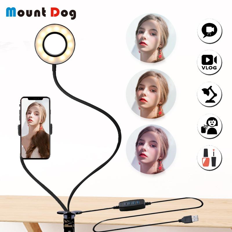 

Dimmable Photo Studio Selfie LED Ring Light With Cell Phone Mobile Holder for Youtube Makeup Camera Lamp for Android