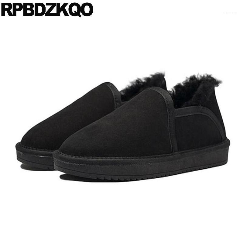 

2020 Ankle Fur Winter Shoes Booties Luxury Mens Boots Warm Black Lined Suede Sheepskin Real Male High Top Fashion Short1